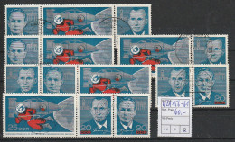 DDR-Zusammendrucke Gestempelt: Kosmonautenbesuch 65 - Zusammendrucke