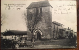 Cpa Photo 24 Dordogne, SIGOULES, L'Eglise Et Les Halles, Animée, éd Vincent, écrite En 1909 - Other & Unclassified