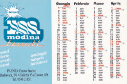 Calendarietto - Modina Tessuti - Faenza - Anno 2001 - Tamaño Pequeño : 2001-...