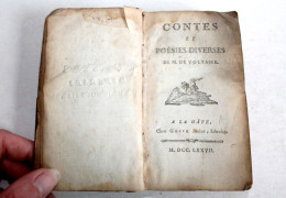 CONTES ET POESIES DIVERSES DE M. DE VOLTAIRE + PREFACE DE VADE 1777 GOSSE JUNIOR / LIVRE ANCIEN XVIIIe SIECLE (1303.8) - 1701-1800