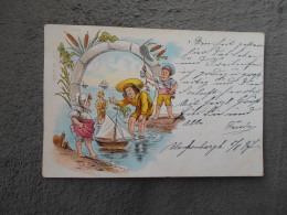 Cpa Enfants à La Mer 1897 Envoyée De Blankenberghe - Scènes & Paysages