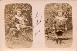 CP Carte Photo D'époque Photographie Vintage Enfant Cheval De Bois Jouet  - Andere & Zonder Classificatie