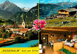 72626806 Zell Ziller Tirol Ortsansicht Mit Kirche Jausenstation Rosenalm Alpenpa - Otros & Sin Clasificación