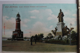 AK Kiel-Holtenau Kaiser Wilhelm Denkmal Mit Leuchtturm 1910 Gebraucht #PE557 - Other & Unclassified