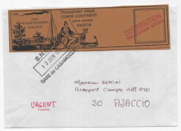 VIGNETTE TRANSPORT PRIVE BASTIA  AJACCIO PORTEUR SPECIAL 1997 GARE CASAMOZZA GREVE POSTALE LETTRE COVER - Zegels