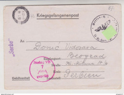 Fixe Kriegsgefangenenpost Cachet SERBE Et WAFFEN .. Stalag VB 7 Pour Belgrade Beograd Serbie Serbien - Courriers De Prisonniers