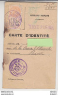 Fixe Timbre Fiscal Carte D'identité étrangers Russe Russie Tver Batoum Bouches Du Rhône 20 Janv 1926 Taxe Pleine - Storia Postale