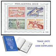 FRANCE  2023 - TIRAGE  EPUISE - PHILAGENDA 2024 Avec Son Bloc Spécial Sport Numéroté De 4 Timbres N° 8195 - Neuf ** - Unused Stamps