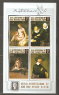 Niue: Mint Block, Painting By Rembrandt - 150 Years Of First Stamp, 1990, Mi#Bl-116, MNH - Niue
