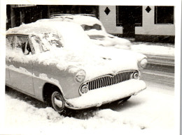 Photographie Photo Vintage Snapshot Amateur Automobile Voiture Neige  - Auto's