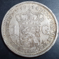 Netherlands 1 Gulden Wilhelmina Crown 1914 Silver VF - 1 Florín Holandés (Gulden)