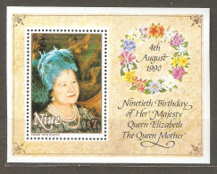 Niue: Mint Block, 90 Years Of Queen Mother, 1990, Mi#Bl-119, MNH - Niue