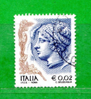 Italia ° - Anno 2002 - La Donna Nell'Arte. Euro 0,02. Unif. 2626.  Usato - 2001-10: Afgestempeld
