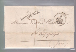 Lettre Dite Précurseurs  Sur  Lettre    32 Bordeaux   1829   Destination Hippolyte  Gard - 1801-1848: Precursors XIX