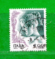 Italia ° - Anno 2002 - La Donna Nell'Arte. Euro 0,01. Unif. 2645.  Usato - 2001-10: Afgestempeld