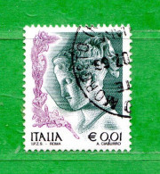 Italia ° - Anno 2002 - La Donna Nell'Arte. Euro 0,01. Unif. 2645.  Usato - 2001-10: Afgestempeld