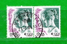 Italia ° - Anno 2002 - La Donna Nell'Arte. €  0,01. COPPIA. Unif. 2645.  Usato - 2001-10: Used