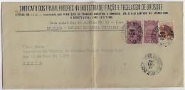 Brazil 1940s Union Of Workers In The Spinning And Weaving Industry Of Brusque Cover Definitive Stamp + 2 Airmail - Storia Postale