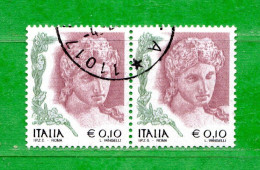 Italia ° - Anno 2002 - La Donna Nell'Arte. € 0,10.  COPPIA. Unif. 2628.  Usato - 2001-10: Used