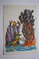 PUTANITSA - Fairy Tale By Chukovsky - Fireman (Firefighter) OLD USSR PC 1964 Crocodile Monkey - Bombero