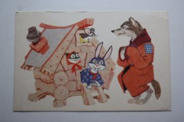 Russian  Fairy Tale - OLD USSR  Postcard -  "TEREMOK  " By Afanasiev - 1968 - Frog / Grenouille - Wolf - Mouse - Contes, Fables & Légendes