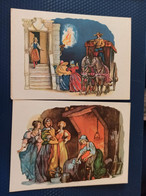 2 Pcs Lot - Charles Perrault Fairy Tale - OLD USSR  Postcard -  "Cinderella " By Konashevich - 1964 - Fairy Tales, Popular Stories & Legends