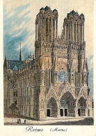 51 - Reims - Cathédrale Notre Dame - Reims Au Temps Jadis - D'après Une Gravure D'époque - Gravure Lithographie Ancienne - Reims