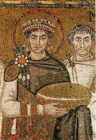 Art - Mosaique Religieuse - Ravenna - Temple De S Vitale - L'Empereur Justinien - CPM - Voir Scans Recto-Verso - Tableaux, Vitraux Et Statues