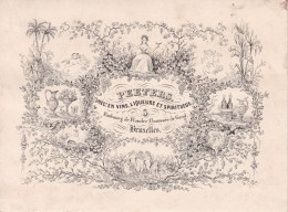 BRUXELLES Négociant En Vins Liqueurs Et Spiritueux PEETERS Chaussée De Gand Carte Porcelaine Années 1850-1860 Format A5 - Visitenkarten