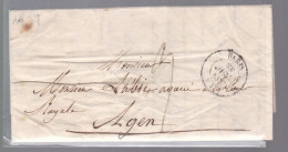 Lettre Dite Précurseurs  Sur  Lettre  Cachet Paris  1837  Destination Agen - 1801-1848: Précurseurs XIX