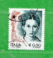 Italia ° - Anno 2002 - La Donna Nell'Arte. € 0,50.  Unif. 2631.  Usato - 2001-10: Afgestempeld