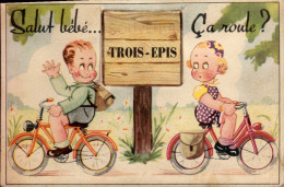 TROIS-EPIS   ( HAUT RHIN )  SALUT BEBE  . . . CA ROULE  , CARTE A SYSTEME  12 VUES - Dreh- Und Zugkarten