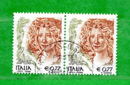 Italia ° - Anno 2002 - La Donna Nell'Arte. € 0,77. COPPIA.  Unif. 2632.  Usato - 2001-10: Oblitérés