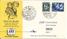 Norway First SAS Ordinary Flight Copenhagen - Tokyo Via The North Pole 24-2-195 - Storia Postale