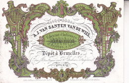 BRUXELLES ALOST Fabricant D'indiennes VAN SANTEN VAN DE WIEL Dépôt à Bruxelles Carte De Visite Porcelaine Années 1850 - Visitekaartjes
