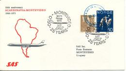 Norway SAS Flight 25th. Anniversary Scandinavia - Montevideo 1946 - 1971 30-11-1971 - Lettres & Documents