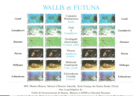 Wallis & Futuna: Full Sheet Of 6 Mint Stamps With Labels, Undersea Fauna, 1981, Mi#390-5, MNH - Ungebraucht