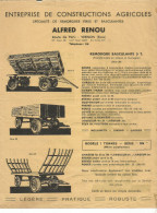 Page Publicitaire  AGRICOLE AGRICULTURE  Alfred RENOU VERNON  Remorque  Plateau Tombereau - Reclame