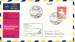 Denmark Lufthansa First Flight  Copenhagen - Hannover 1-4-1971 - Lettres & Documents