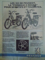 Publicité De Presse ; Cyclomoteurs Peugeot 103 - Reclame