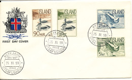 Iceland FDC 25-11-1959 Salmon And Eiders Complete Set Of 4 - FDC