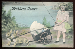 EASTER Postcard 1906 Germany. Rabbit Team Cart With Eggs (h2026) - Pasen
