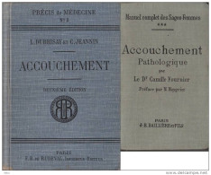 Lot 2 Livres Médecine Accouchement Sages-femmes Manuel Pathologie Illustré 1896 - Salute