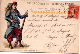 CPA 135° REGIMENT D'INFANTERIE  D'ANGERS 1908 ADRESSEE A MANTHELAN - Sonstige & Ohne Zuordnung