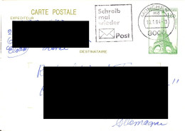 FRANCE. POSTAL STATIONERY. EIFFEL TOWER. ¡¡¡CIRCULATED FROM GERMANY!!!. 1984 - Autres & Non Classés