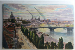 AK Dresden Carola- , Augustbrücke, Altstadt Künstlerkarte 1909 Gebraucht #PD165 - Sonstige & Ohne Zuordnung