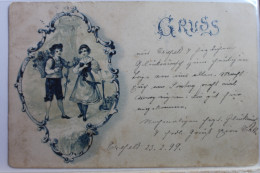 AK Deutschland Grußkarte - Kinder 1899 Gebraucht #PD578 - Autres & Non Classés