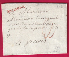 PETITE POSTE DE BANLIEUE BOULOGNE SUR SEINE LENAIN N°117 INDICE 19 POUR PARIS 1813 LETTRE - 1701-1800: Precursori XVIII