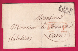 MARQUE P18P USSEL CORREZE INDICE 14 POUR CAEN CALVADOS LETTRE - 1801-1848: Vorläufer XIX