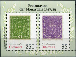 AUSTRIA - 2024 - SOUVENIR SHEET MNH ** - Stamps From The Monarchy 1917/1919 - Ongebruikt